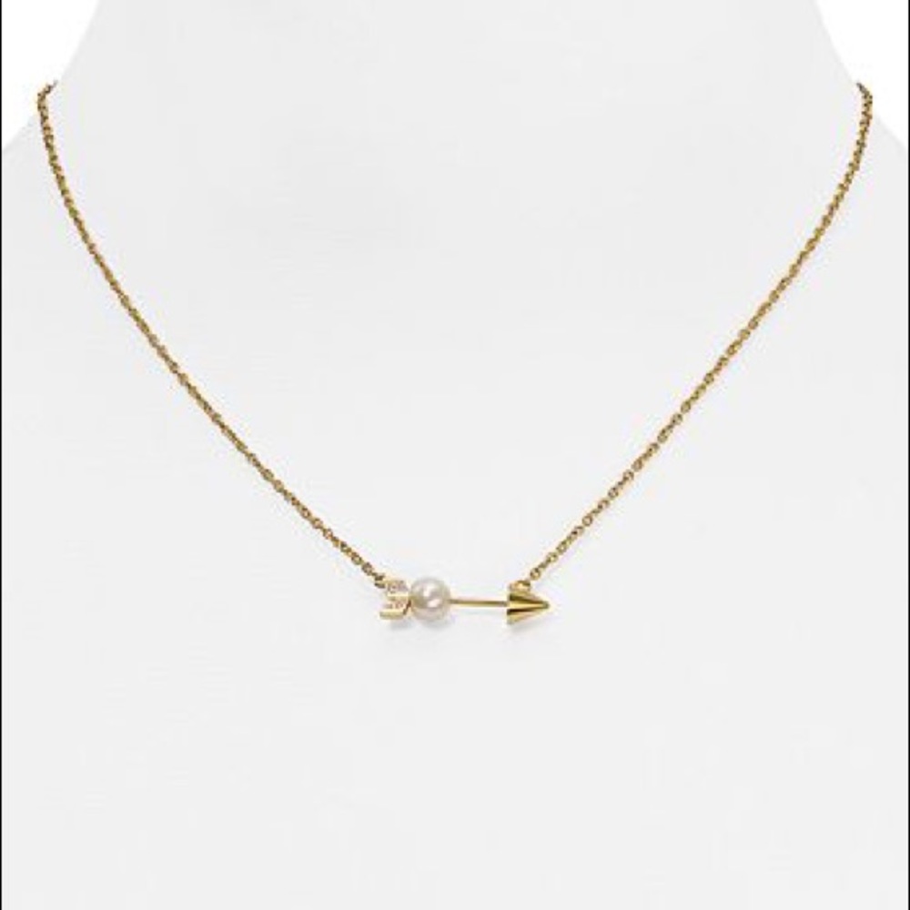 Rebecca Minkoff Pearled Arrow Necklace in Rose Gold & Pearl